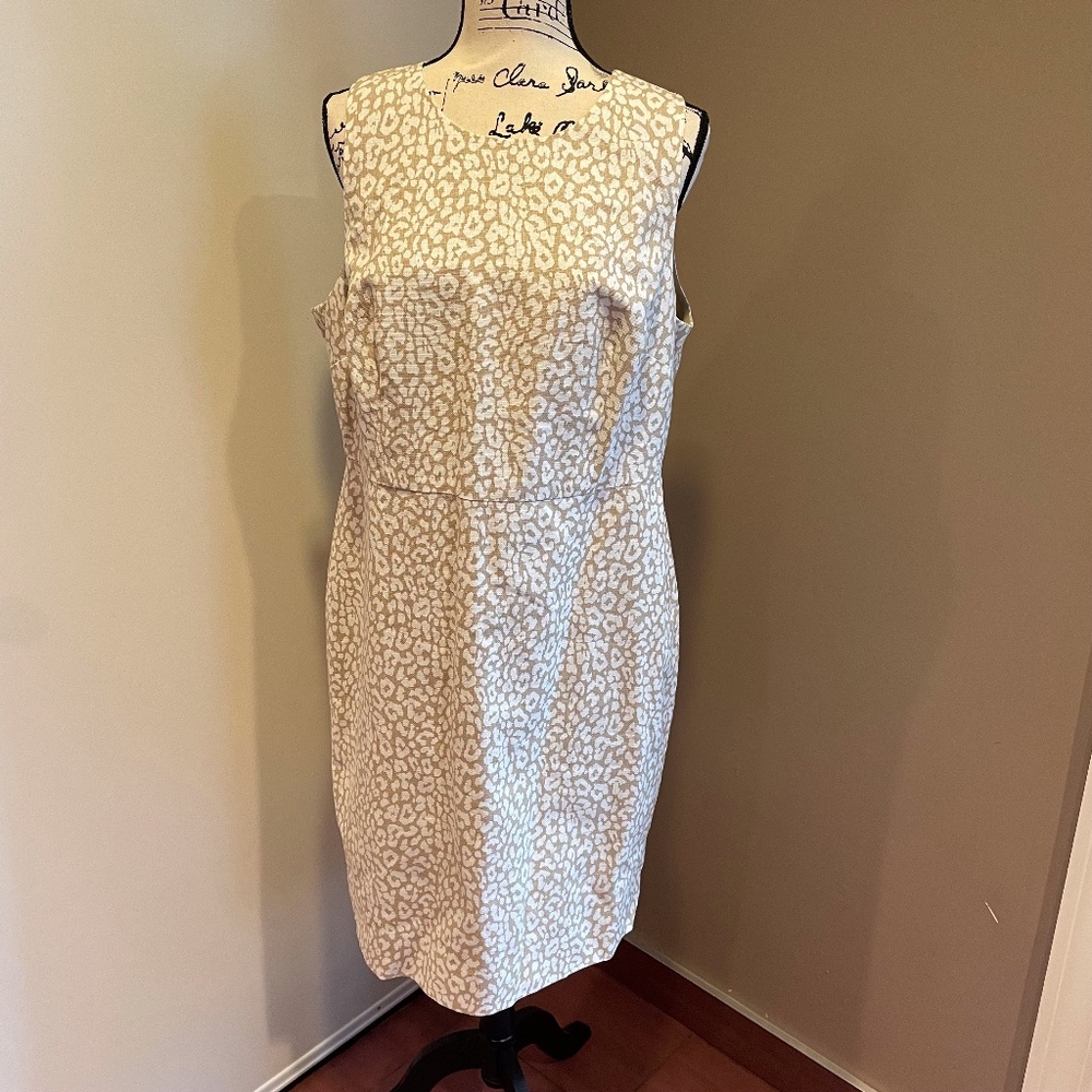 J Crew basketweave leopard print sheath dress